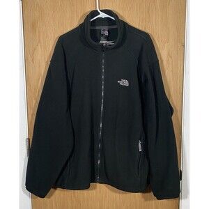 North Face Jacket Men's Sz XL Black Fleece Full Zip Up Heavyweight Logo Pockets